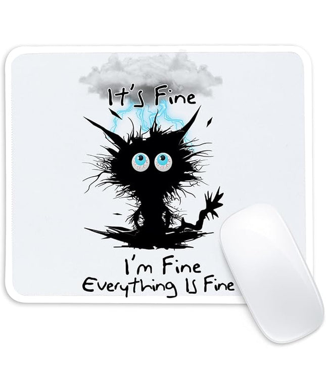 Cat hit by Lightning Square Mouse Pad,Non-Slip Rubber Base Mouse Pad, Home Office Decoration Desktop Accessory,Laptop Mouse Pad for Office Laptops,9.4x7.8x0.12in.