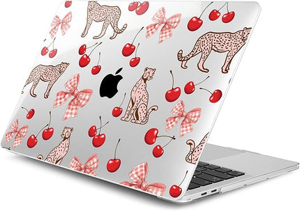 DONGKE Compatible with MacBook Pro 13 inch Case 2024 2023-2020 Release A2338 M2/M1 A2251 A2289 with Retina Display & Touch ID, Plastic Hard Shell & Keyboard Cover & Screen Film - Cheetah Cherry