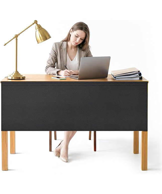 48" Under Desk Privacy Panel Self-Adhesive Modesty Panel 600D Heavy Duty Desk Skirt Privacy Divider for Office Home or Standing Workstation Concealer Shield