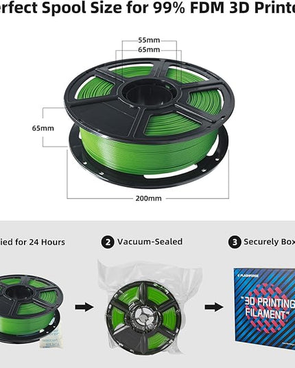 FLASHFORGE PLA Filament 1.75mm, 3D Printer Filament 1kg (2.2lbs) Spool, Dimensional Accuracy +/- 0.02mm, 3D Printing Filament Easy to Use and Fits for Most FDM 3D Printers (Green)