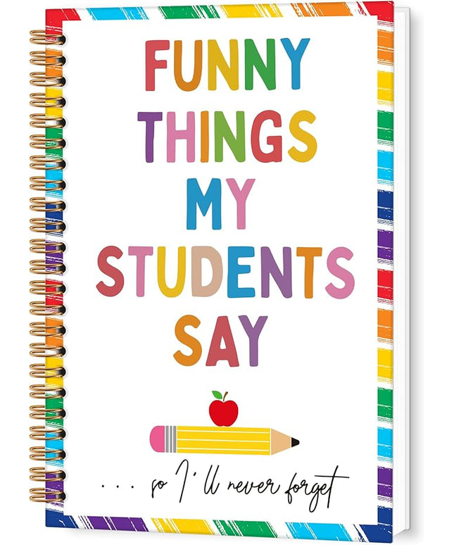 TWRVI Teacher Spiral Notebook, Teacher Appreciation Gifts College Ruled Notebook Journal for School Office Supplies, Funny Things My Students Say Journaling Notebooks 5.5"x8.3" 164 Pages