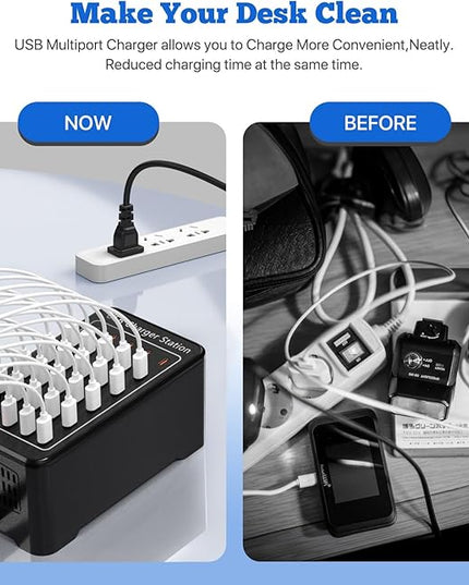 USB C Charger Station 150W, 30 Port USB Charger Block USB Charging Hub, Multiport USB C Charger Desktop Charger Compatible with iPhone 16/15/14/13/12/11, iPad, Tablets, Samsung GalaxyS23 S22,Phone
