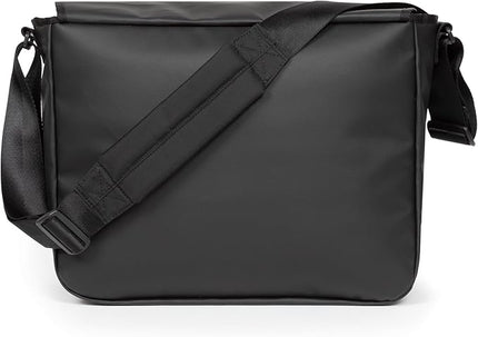 EASTPAK Delegate + – 20L Weatherproof Shoulder Bag with 17" Laptop Sleeve, Trolley Strap, Reflective Details, Adjustable Padded Strap, Tarp Black