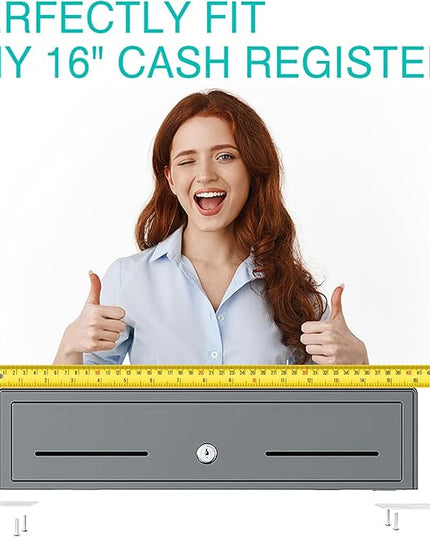 TidyFriend Cash Register Stand Brackets, 16 in Cash Drawer Under Counter Mount Brackets, Heavy Duty Steel Mounting Brackets for Square Cash Drawer, Brackets for Cash Drawer Under Counter (White)