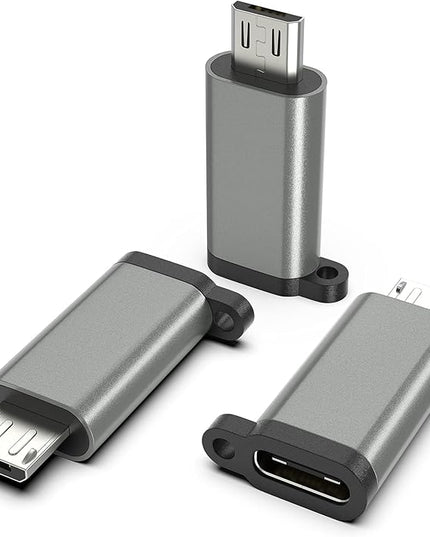 USB-C to Micro USB Adapter, 3-Pack USB Type C Female to Micro USB Male Converter USB C to Micro B 2.0 Charge & Data Sync Compatible with Samsung Galaxy S7 S6 J7 Note 5 Kindle Ps4 and More -Grey
