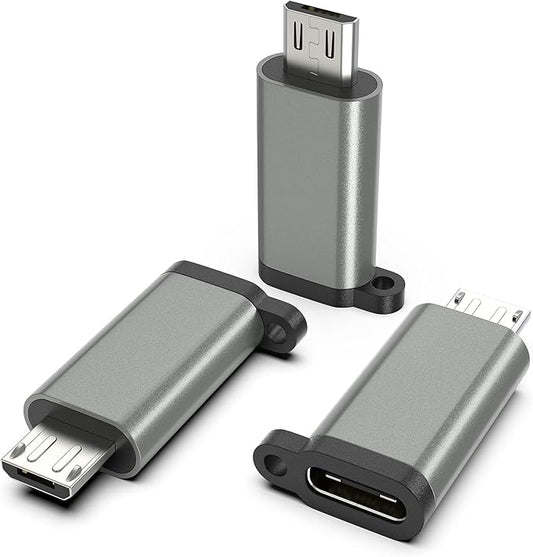 USB-C to Micro USB Adapter, 3-Pack USB Type C Female to Micro USB Male Converter USB C to Micro B 2.0 Charge & Data Sync Compatible with Samsung Galaxy S7 S6 J7 Note 5 Kindle Ps4 and More -Grey