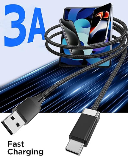 Magtame USB A to USB C Cable 3.3FT, Braided StayCable Built-in Magnetic Holder for Nightstand, Desk&Car, USB Type C Data Cord with 2 Adhesive Metal Plates for iPhone 17,16