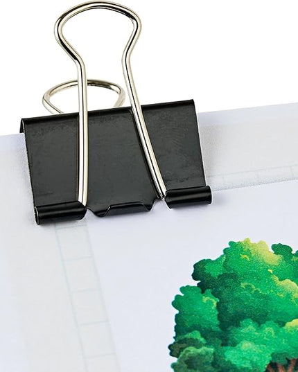 (4 Pack) Medium Metal Binder Clips, Black, 12 Count