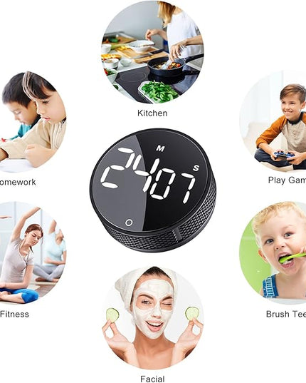 AVINIA Digital Kitchen Timers, Visual timers Large LED Display Magnetic Countdown Countup Timer for Classroom Cooking Fitness Baking Studying Teaching, Easy for Kids and Seniors Black
