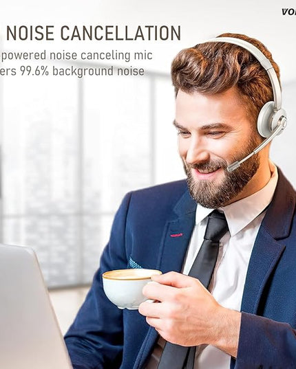 Vonztek Wireless Headset, Trucker Bluetooth Headset with Microphone Noise Canceling & Mute, Bluetooth Headphones with USB Dongle for Cell Phone Computer Call Work Home Office Meetings Teams Skype