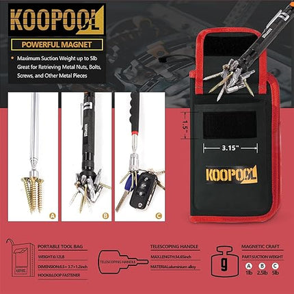 Telescoping Magnetic Pickup Tool Set, Inspection Mirror Telescoping, LED Flashlight, Cool Gadgets for Men, Stocking Stuffers, Gifts for Dad, Husband, Kids, Boyfriend, Magnet Stick