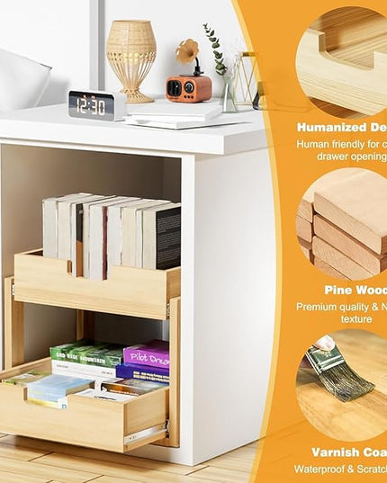 Gsskny Pull Out Cabinet Organizer, 20''W×21''D Sliding Drawers for Cabinets, 2 Tier Soft Close Slide Out Wooden Pull out Drawers, Base Cabinet Organization for Kitchen, Pantry