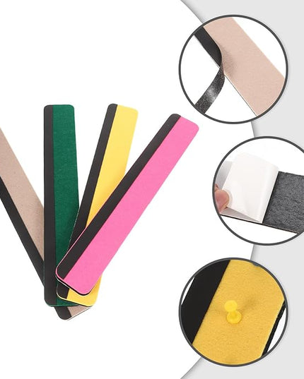 Magnetic Felt Bulletin Board Strip Set 4 Colors Yellow Pink Green Gray Pin Memo Wall Board for Office Classroom Home Organization
