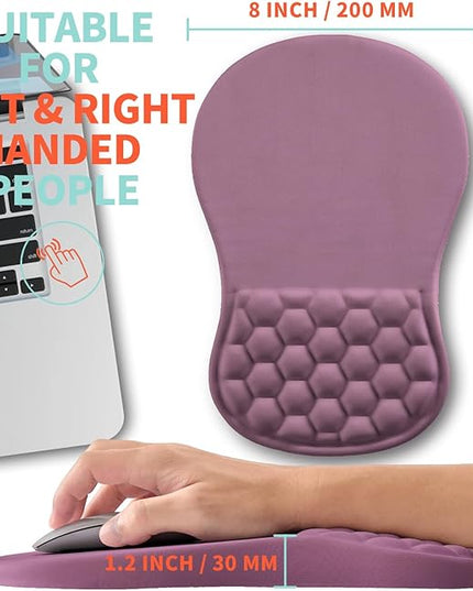 Ergonomic Mouse Pad Wrist Support with Memory Foam Massage Bulge, Carpal Tunnel Pain Relief Mousepad Wrist Rest for Mouse(12x8 inch, Dark Pink)