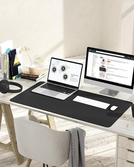YSAGi Non-Slip Leather Desk Pad L Size, Waterproof Laptop Computer Desk Keyboard Mat, Table Protector Blotter Mat, Large Mouse Pad for Office/Work/Home/Decor(Black, 35.4" x 17")