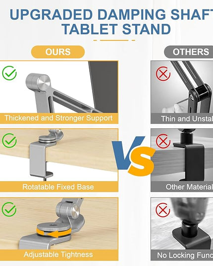 Houele Tablet Stand Holder, Adjustable Foldable Tablet Arm iPad Desk Mount with 360°Rotate Base, Phone Holder iPad Stand for Desk and Bed, Compatible with Tablets, Phones or Other 4-15.6" Device