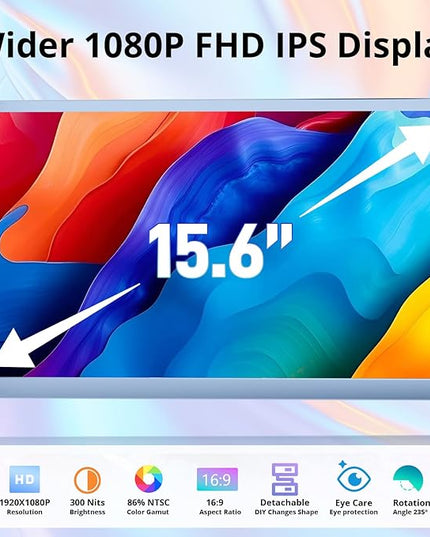Enzion Laptop Screen Monitor Extender, Wider 1080P FHD Portable Monitor for Laptop, Built-in Speaker and Adjustable Backstand, Triple Screen Extender Compatible with Wins/MacOS/Chrome
