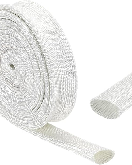 uxcell Insulation Cable Protector,20mm/0.79 Inch-5m/16 Feet High Temp Fiberglass Sleeve White