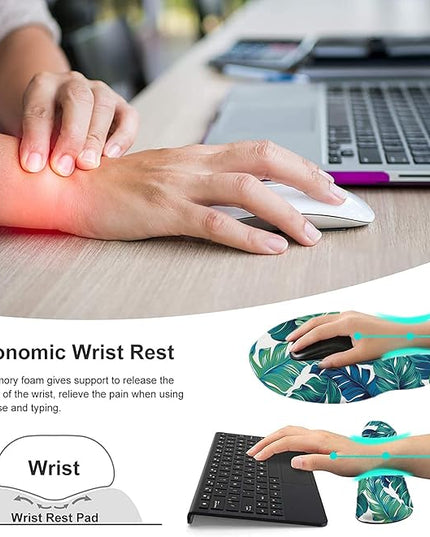 Lateefah Mouse Pad with Wrist Rest, 3-in-1 Gaming Mouse Pad, Keyboard Wrist Rest, Ergonomic Memory Foam Mousepad with Wrist Support for Computer Keyboard