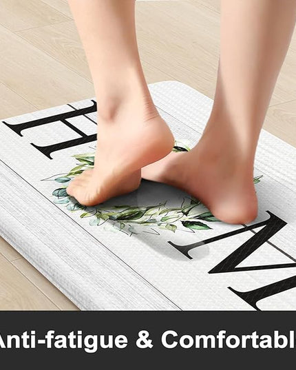 KIMODE Kitchen Mats Cushioned Anti Fatigue 24" x 71", Farmhouse Kitchen Rugs Runner Stain Resistant, Wide Ergonomic Standing Long Non Slip Waterproof Kitchen Floor Mat for Sink Laundry, White