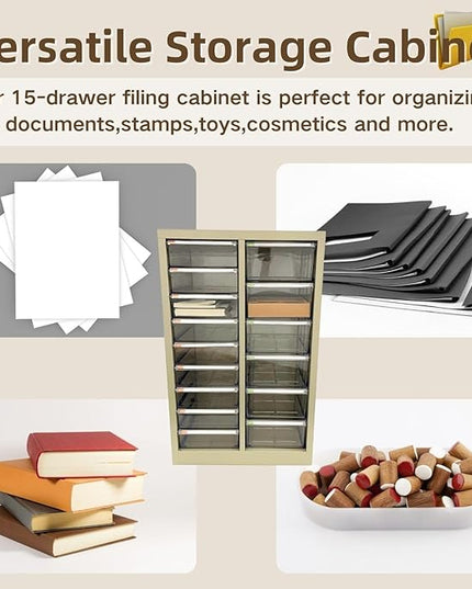 File Cabinet 15 Drawers Vertical Document Storage Cabinet Paper Organizer for Home Office