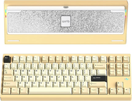 KEEBMONKEY WOBKEY Crush 80 Reboot CNC Aluminum 5-Second Quick-Release Triple-Mode Connectivity Mechanical Keyboard with Superior Acoustics (Pro Yellow)