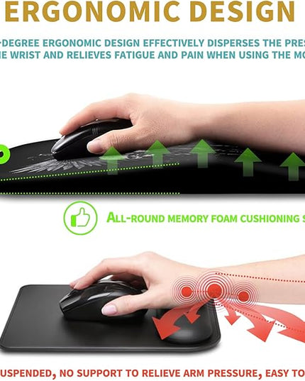 Hokafenle Ergonomic Mouse Pad Wrist Support with Massage Design, Wrist Rest Pain Relief Mousepad with Memory Foam&Non-Slip PU Base, Mouse Pads for Wireless Mouse & Desk (12x8 inch,Demon Angel)