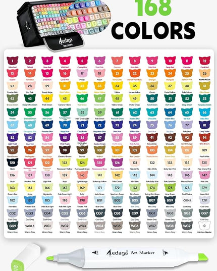 168 Colors Alcohol Markers with Free App, Dual Tip Art Markers with Kickstand Case for Artists Adults, Alcohol Based Marker for Coloring Painting Sketching and Drawing, Great Gift