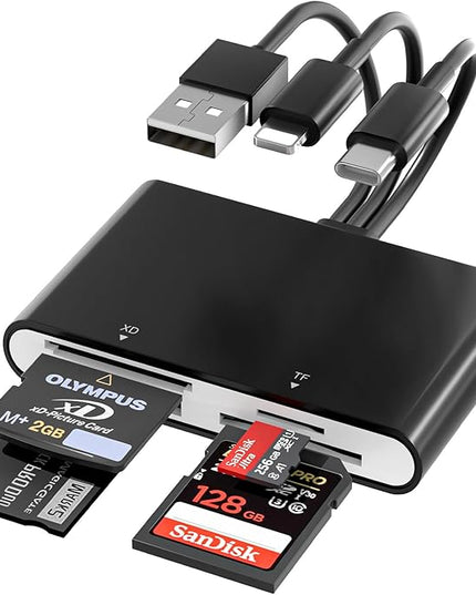 Memory Stick Pro Duo Adapter - 4 in 1 SD/Micro SD/MS/xD-Picture-Card Multi Card Reader Camera Phone Adapter with L/C/USB OTG, Use for iPhone 17/16/15/14 iPad Mac Android PC Memory Stick Pro Duo Mark2