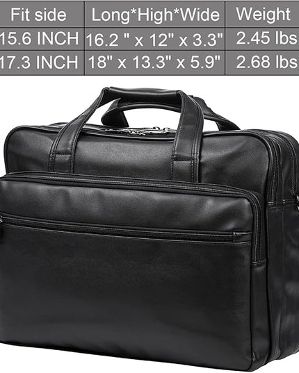 seyfocnia Leather Laptop Bag, Men's 15.6 Inche 17.3 Inche Messenger Briefcase Business Satchel Computer Handbag Shoulder Bag