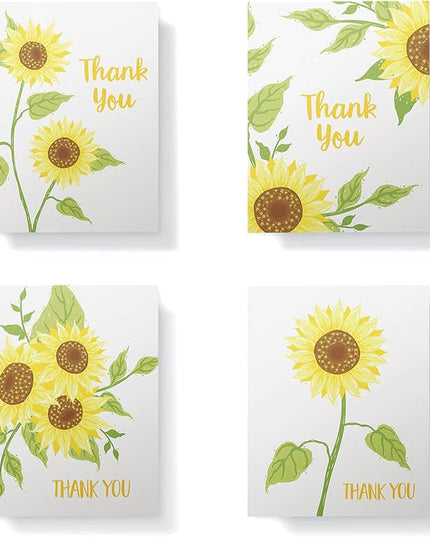 Twigs Paper Thank You Card Set - 12 Assorted Greeting Cards For All Occasions - Thank You Cards with Envelopes - Appreciation Cards - Eco Friendly - Made In USA - 5.5 x 4.25 Inch Size - Sunflower