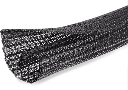 25ft - 3/4 inch Cord Protector Cable Sleeve Split Wire Loom Tubing for Power Cord Audio USB Cable, Wire Cover Cable Management Sleeve for TV Computer, Cord Protectors from Pets Chewing, Black