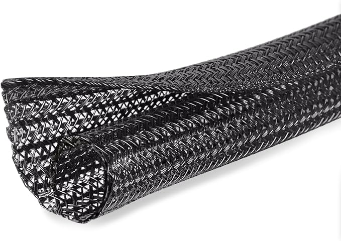 25ft - 3/4 inch Cord Protector Cable Sleeve Split Wire Loom Tubing for Power Cord Audio USB Cable, Wire Cover Cable Management Sleeve for TV Computer, Cord Protectors from Pets Chewing, Black
