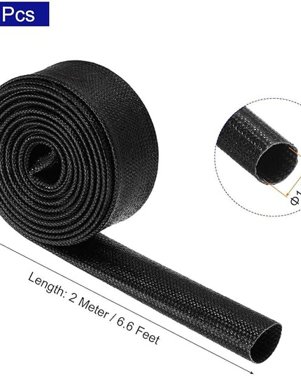 MECCANIXITY 5Pcs Wire Insulation Braid Fire Sleeve,6.6Ft-14mm ID Black, High Temp Silicone Coated Fiberglass Sleeving for Automotive Hose Lines Electrical Wiring