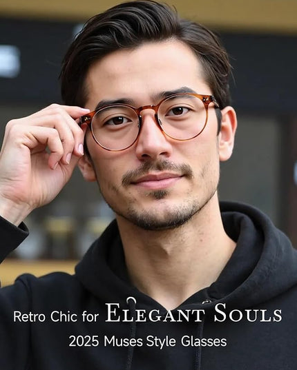 Icesor Round Blue Light Blocking Glasses Lightweight Chic Frame Anti Eye Strain Protection Computer Gaming for Women and Men