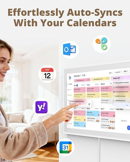 Dragon Touch 21.5" Digital Calendar Chore Chart – 1080P Full HD Interactive Touchscreen, Smart Family Planner, Hearth Display Digital Wall Calendar & Desk Mountable for Seamless Scheduling