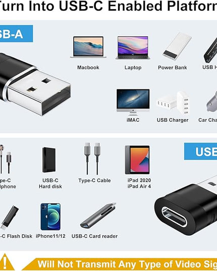 USB Type C Adapter 4 Pack,USBC to USB Adapter,Type C Adapter,USBC Male Female Data Sync Charging Cable Converter for iPhone 15,MacBook Pro,iPad,Car Play,Black