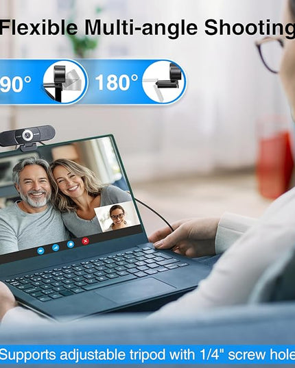 EMEET C980 PRO 3-in-1 4K Webcam with Microphone and Speaker, 60°-98° Wide Angle Webcam w/ 4 Noise Cancel Mics, 2 Speakers, Fixed Focus, Magnetic Privacy Cover, Great for Group and Personal Video Calls