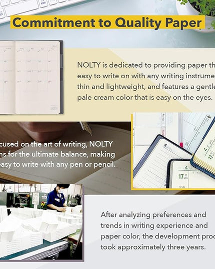 NOLTY Notebook, A5 Lined + Dot Grid, 176 Pages, Made in Japan, Gray, NTBNT1102