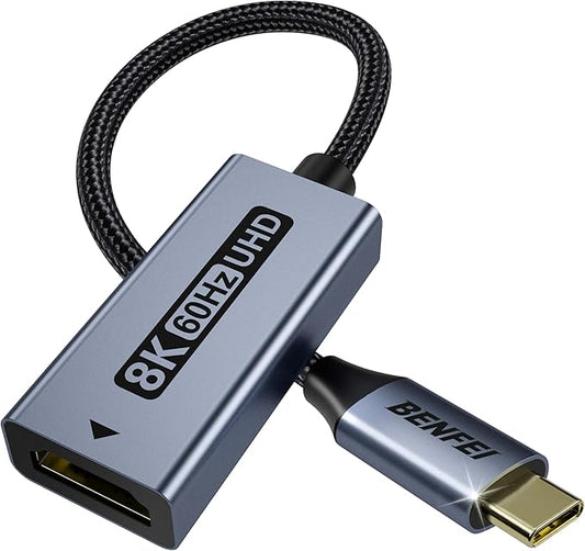 BENFEI USB C to HDMI 2.1 Adapter (8K@60Hz, 4K@240Hz, Aluminum Shell, Nylon Braided) Compatible with iPhone 15/16 Pro/Max, MacBook Pro/Air 2023, iPad Pro, Surface Book 2 More