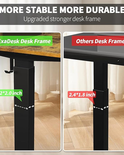 Electric Standing Desk, 63 * 30 Inches Adjustable Height with 4 Drawers, Double Storage Shelves Stand Up Desk, Home Office Workstation Sit Stand up Desk (Rustic Brown)