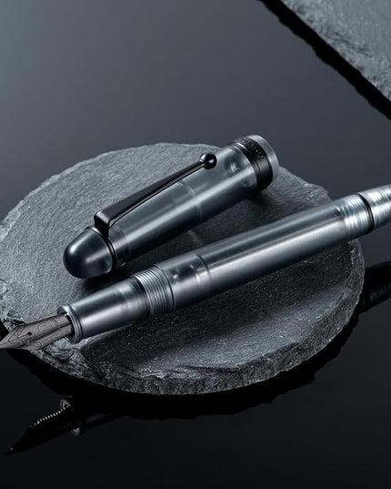Asvine V126 Vacuum Filling Fountain Pen, Matte Black Acrylic Stub Nib 1.1mm Calligraphy Art Drawing with Case Set