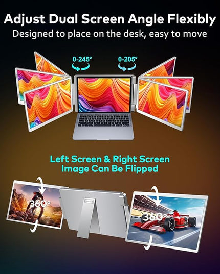 16" Laptop Screen Extender, 1200P FHD Triple Portable Laptop Monitor Extender for 12"-18.5" Laptops, 16:10 Aspect Ratio Rotation Screen, Compatible with MacOS, Wins, Chrome, Surface