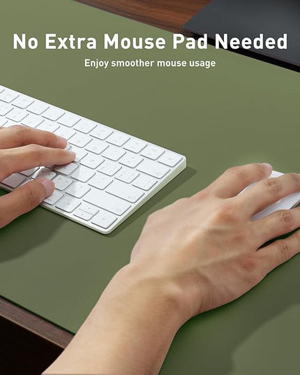 Aothia Leather Desk Pad Protector, Mouse Pad, Office Desk Mat, Non-Slip PU Leather Desk Blotter, Laptop Desk Pad, Waterproof Desk Writing Pad for Office and Home (31.5" x 15.7",Olive Green)