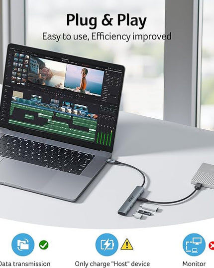 Acer 10 Gbps USB C Hub, USBC Splitter with 4*USB C 3.2 and 100W PD Port, Fast Transfer Type-C Multiport Adapter Compatible with MacBook Pro/M2/M1, iPad, Surface Pro, XPS【No Video Output】