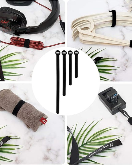 150PCS Reusable Cable Ties - 4+6+8+10inch Multi-Purpose Cable management Hook & Loop Cable Straps Wire Ties,Adjustable Fastening Cord Organizer,Cable Organizer for Home,Office and Data Centers,Black