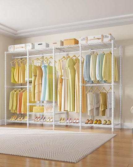 VIPEK V40 Plus Extra Large Clothes Rack Heavy Duty Clothing Rack for Hanging Clothes, Multi-Functional Closet Organizer System Freestanding Wardrobe Closet for Bedroom, Max Load 1300lbs, White