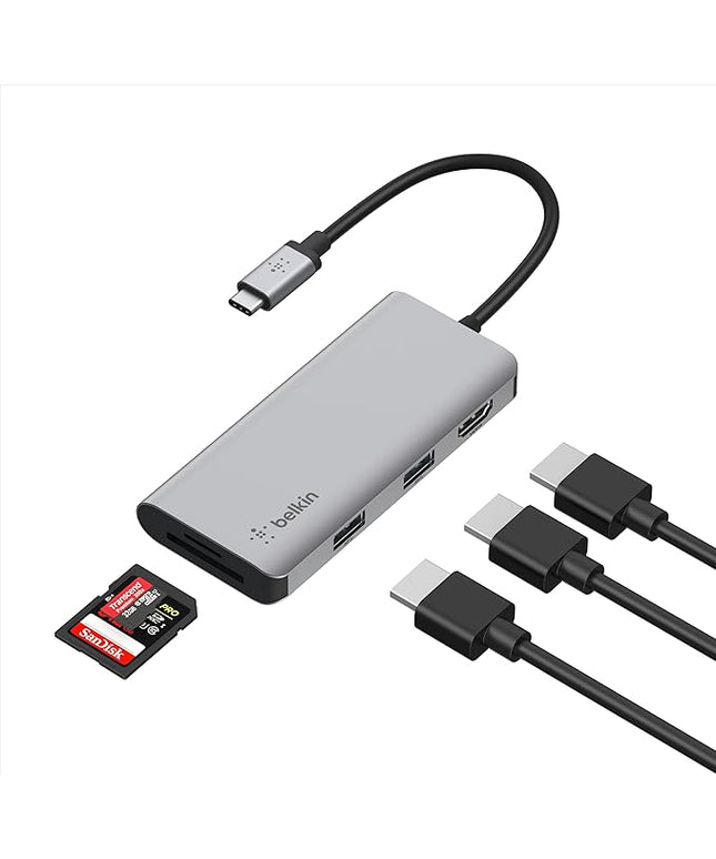 Belkin USB-C Hub, 5-in-1 MultiPort USB-C Docking Station for MacBook & Windows w/ 4K HDMI 1.4, 2x USB-A 3.1, SD 3.0, & Micro SD 3.0, & 5Gbps Data Transfer for Home, Office, & Travel, PVC002