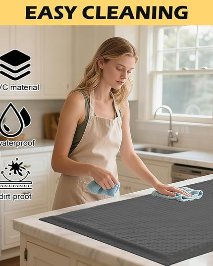 3 x 5 FT Anti Fatigue Mats Industrial 15/16 Inch Thick Soft Sponge Ergonomic Mat Durable Heavy Duty Diamond Plate for Standing Non Slip Industrial Grade Floor Mat for Leg & Back Pain (Gray)