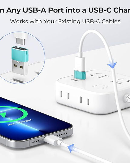 Basesailor USB to USB C Adapter 3 Pack,Type C Female to USB A Male Charger Cable Converter for Apple Watch Ultra iWatch Series 9 7 SE,AirPods Pro 2,iPhone 15 14 13 12 Plus Max,iPad 9 10 Air 4 5 Mini 6